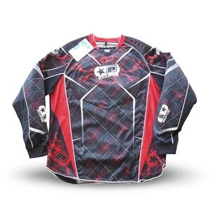 Planet Eclipse 10 Distortion‎ Paintball Jersey Fire Mens L Black Red White New